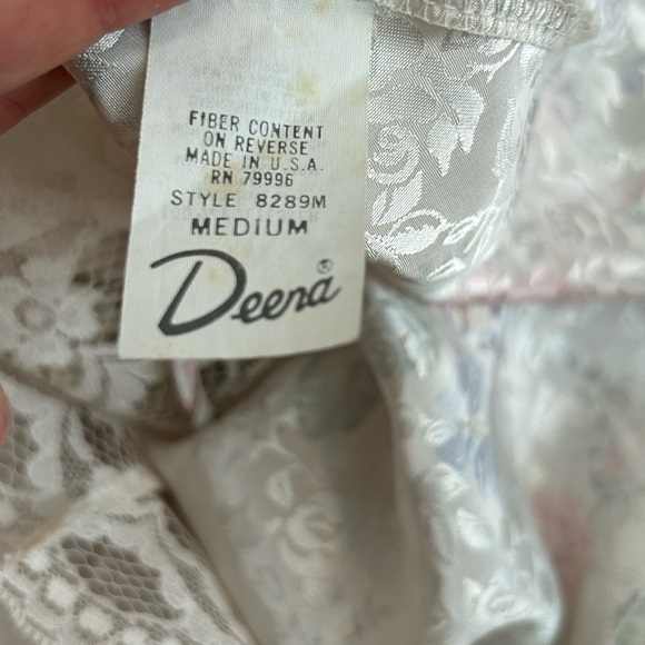 Vintage Deena Floral Lace Trim Satin Camisole Tank Top M - Picture 8 of 9